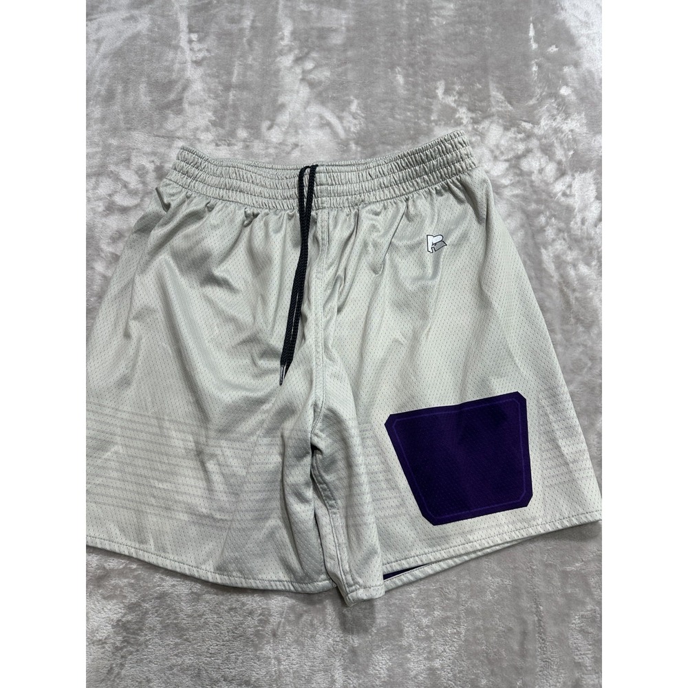 Russell Athletic Gym Shorts Mens Medium Gray Elastic Waist Drawstring Casual EUC